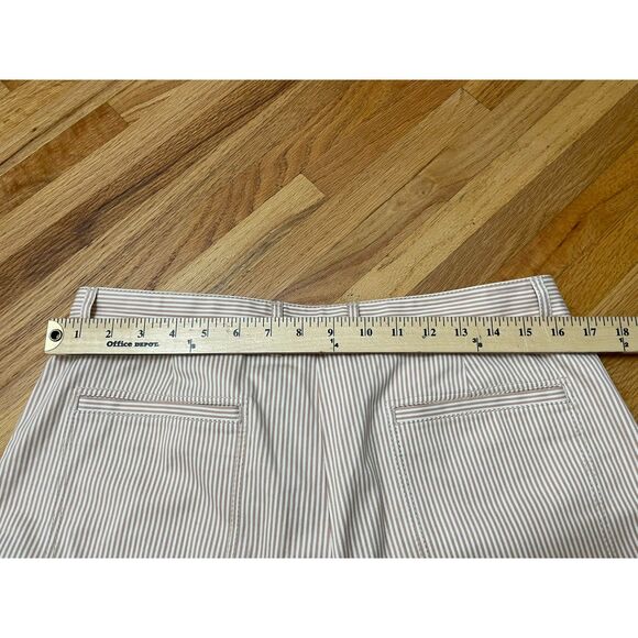 Lafayette 148 Women's 10 Brown Pant Cotton Cropped Striped Wide Leg Boho Culotte - Picture 11 of 11